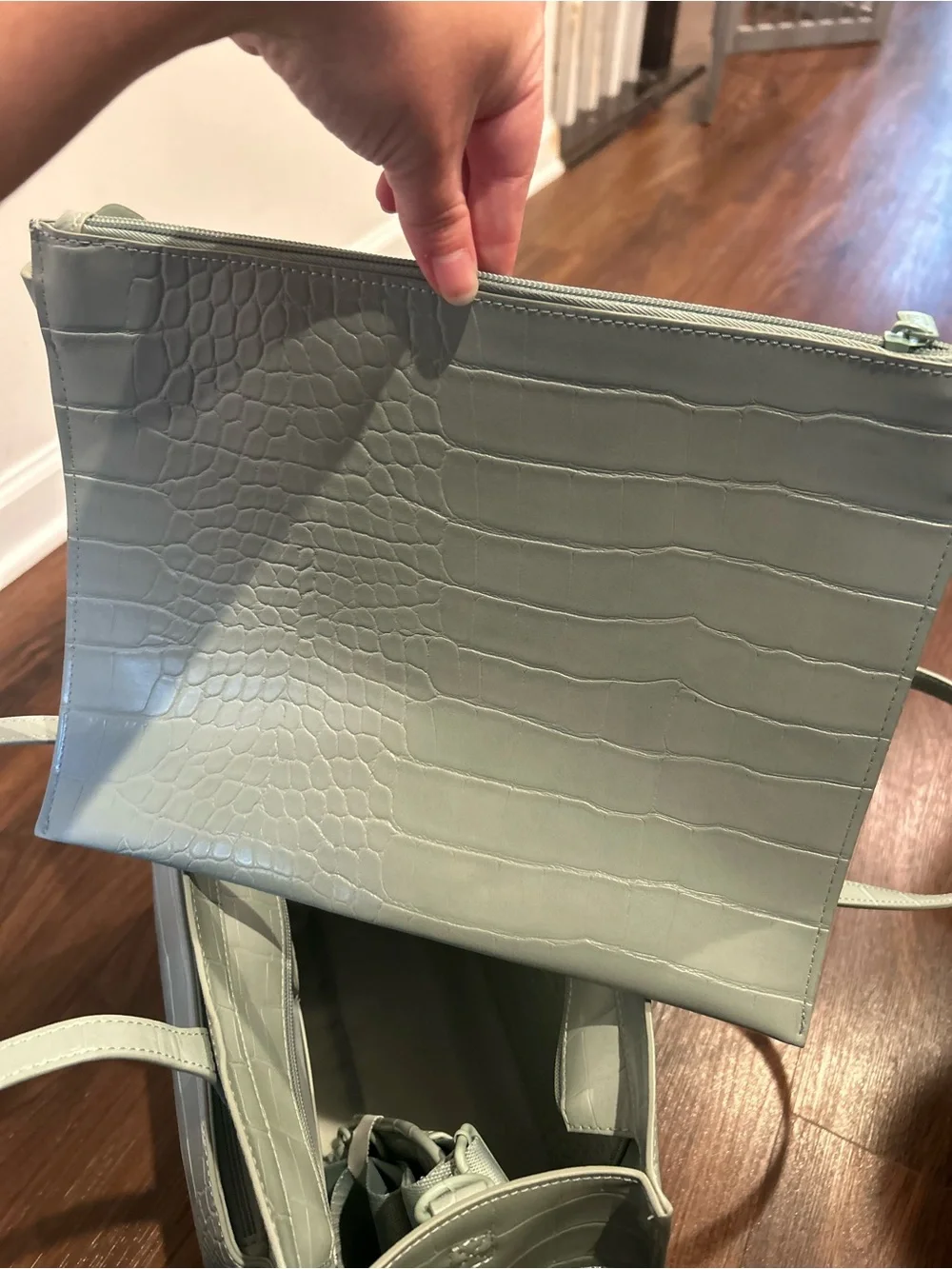 New Beis mini work tote in slate croc - Picture 11 of 14